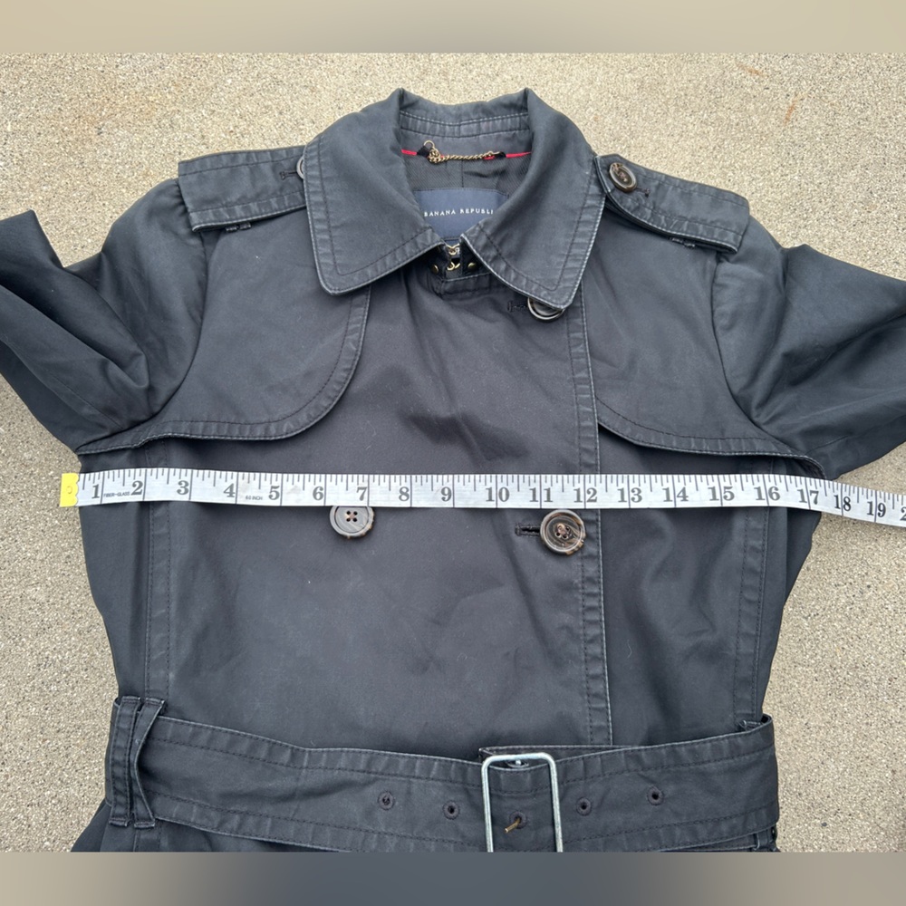 Banana Republic Classic Black Trench Coat Women Size Small - Picture 6 of 12